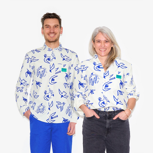 Chemise blanche imprimée "Birds Protect" pour adultes