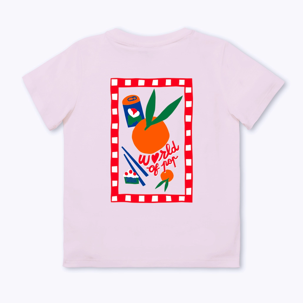 T-shirt devant dos rose "Food Lovers" en coton bio pour adultes