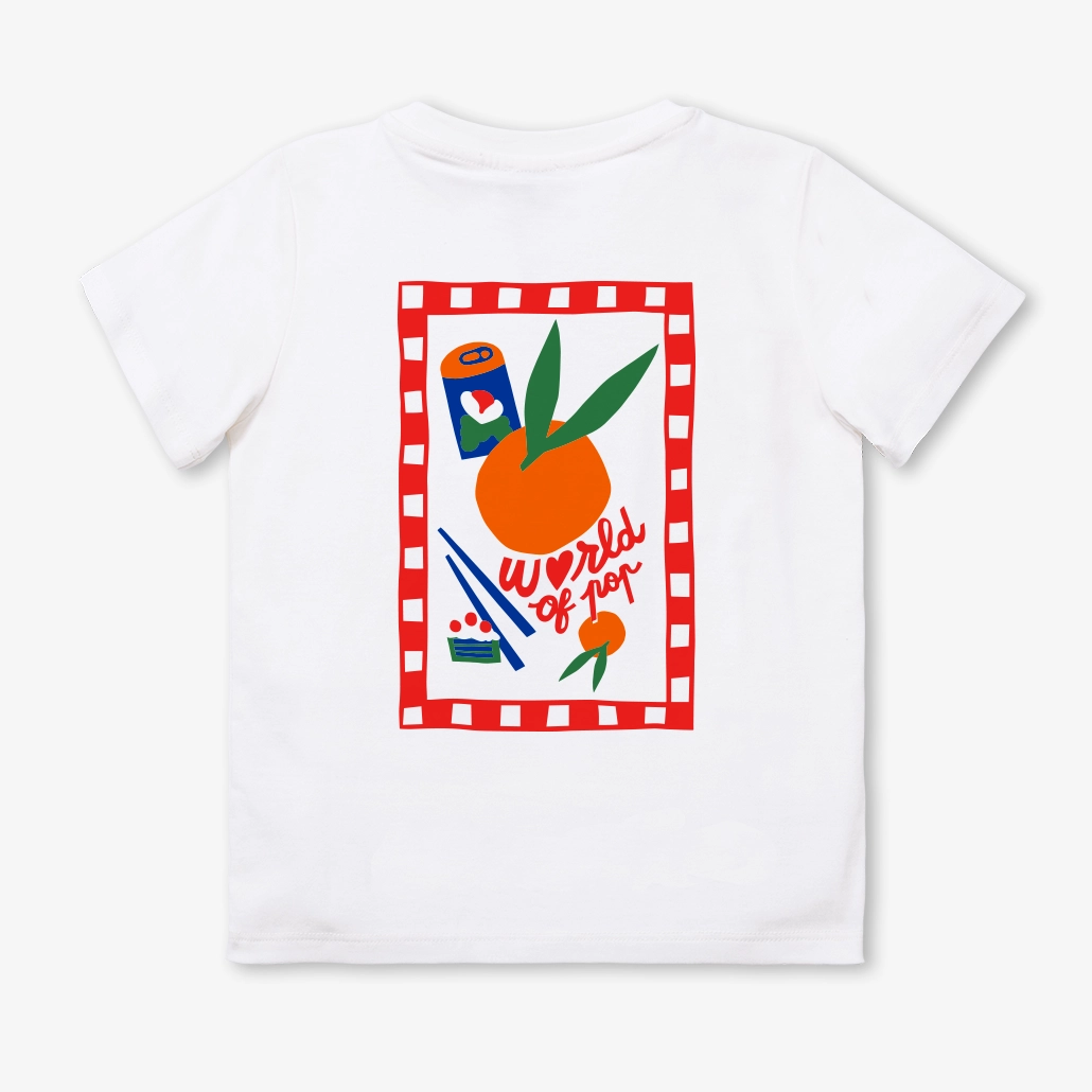 T-shirt blanc devant dos "Food Lovers" en coton bio pour enfants
