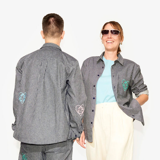 Chemise Rayée "Coeur Planète" pour adultes