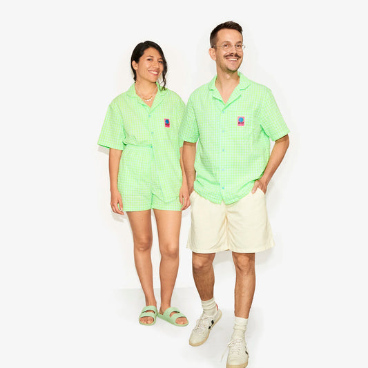 Chemise verte en seersucker pour adultes