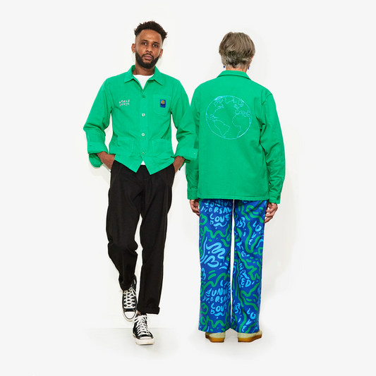 Veste verte brodée "World Lover" pour adultes
