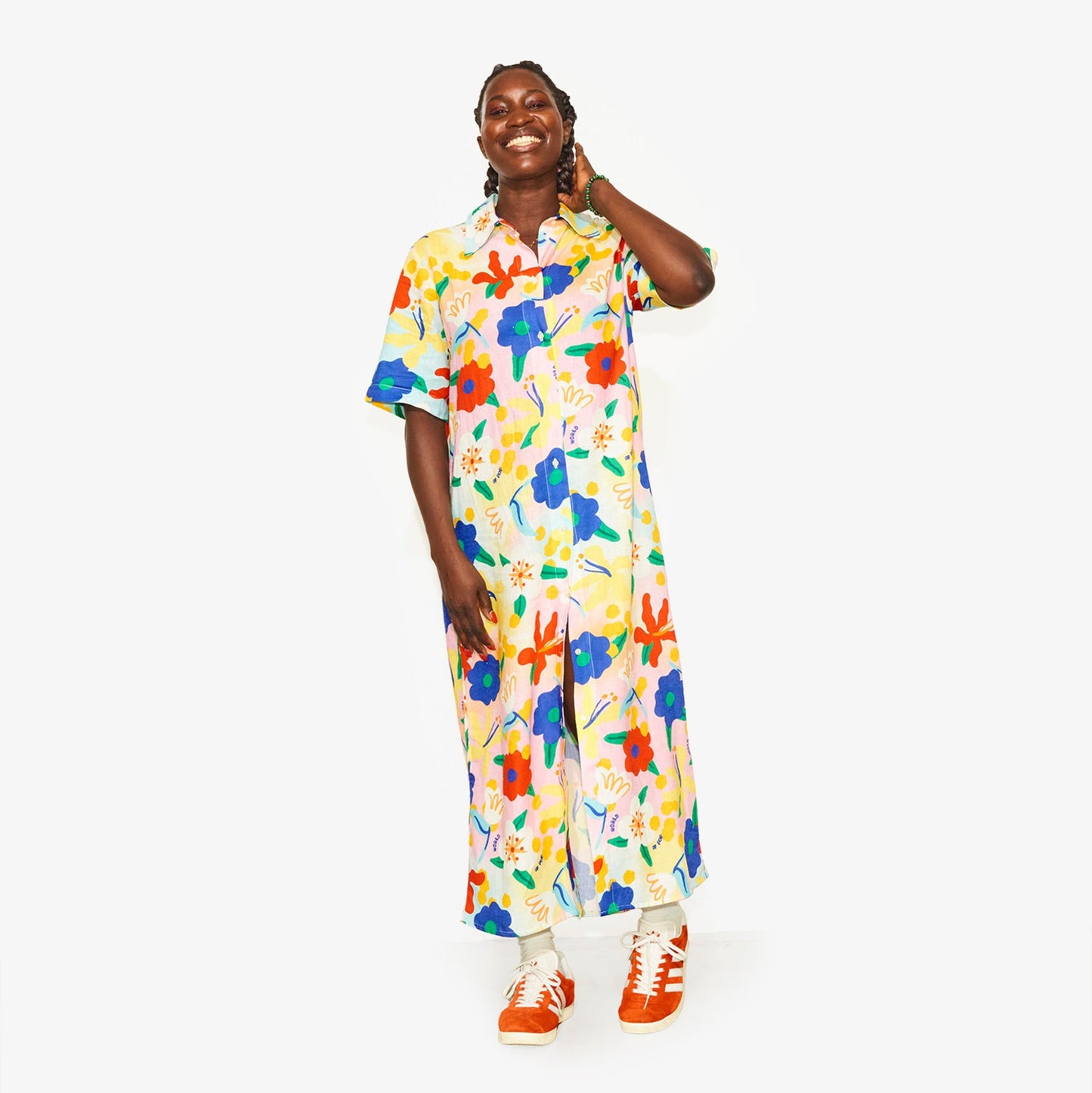 Robe en lin "Flower Power" pour adultes