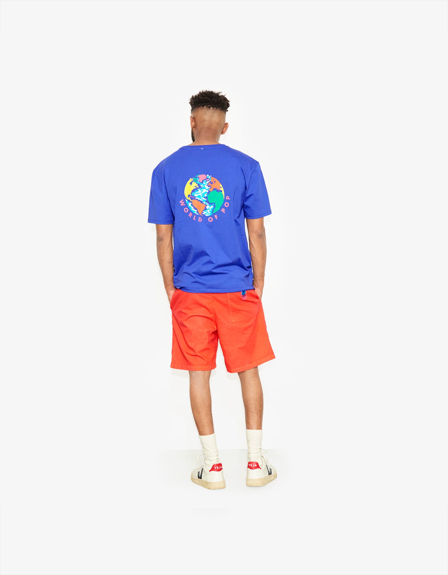 T-shirt devant/dos bleu "Planète" pour adultes