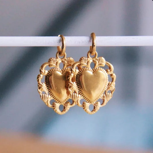 Boucles d'oreilles créoles Coeur baroque - Bazou