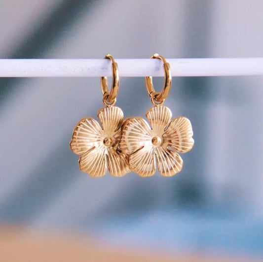 Boucles d'oreilles créoles Bouton d'or - Bazou