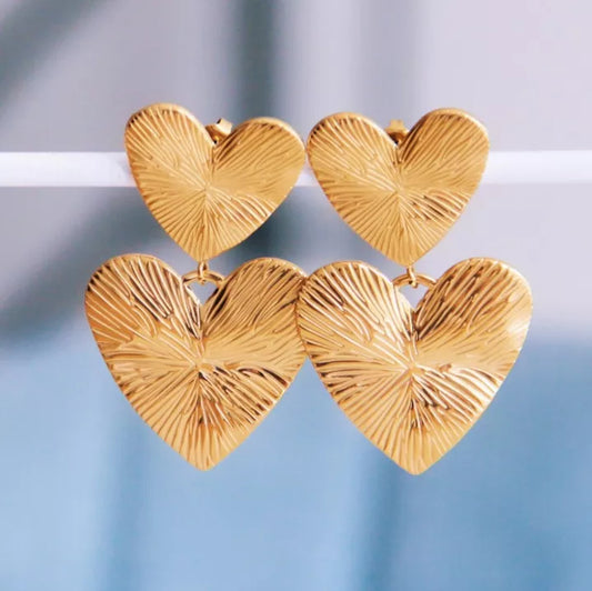 Boucles d'oreilles Double Coeur - Bazou