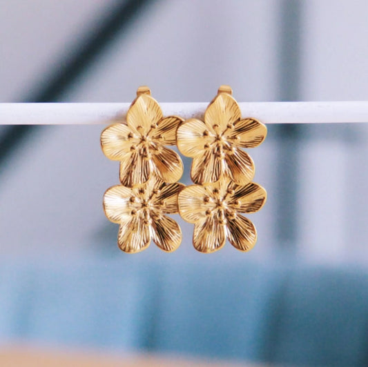 Boucles d'oreilles Double Fleur small - Bazou