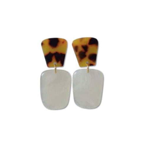 Boucles d'oreilles Martha Écaille/Blanc - Atelier Marpo