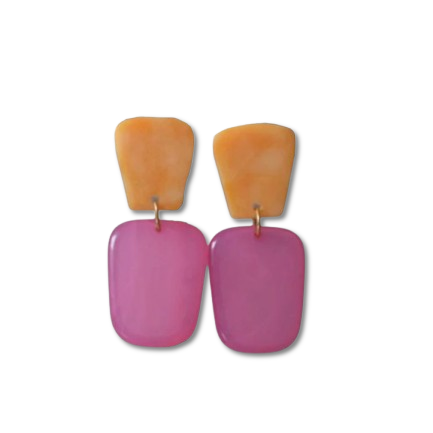 Boucles d'oreilles Martha Orange/Rose - Atelier Marpo
