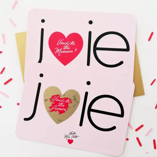 Carte à gratter "Joie" demande parrain - Pamela Loops