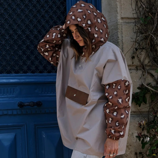 Poncho de pluie court imprimé Léopard - Poule Party