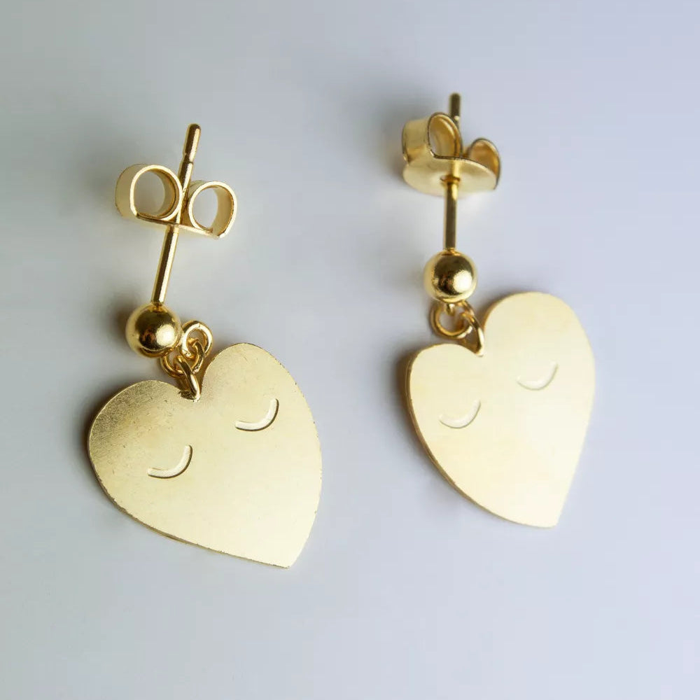 BIG Boucles d'oreilles Cœurs doré à l'or fin - Adorabili Paris