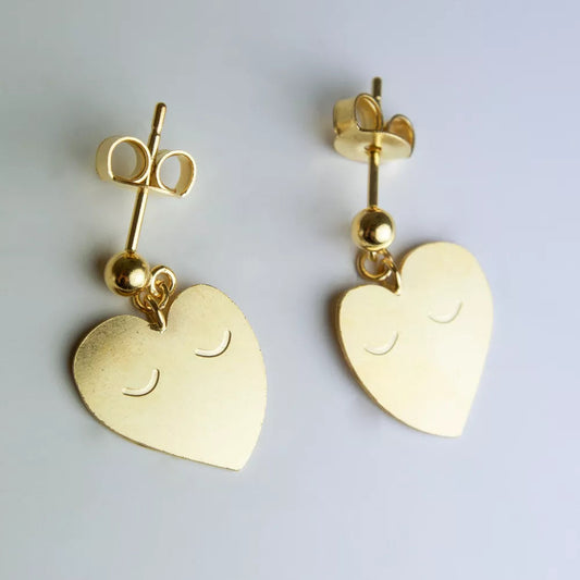 BIG Boucles d'oreilles Cœurs doré à l'or fin - Adorabili Paris