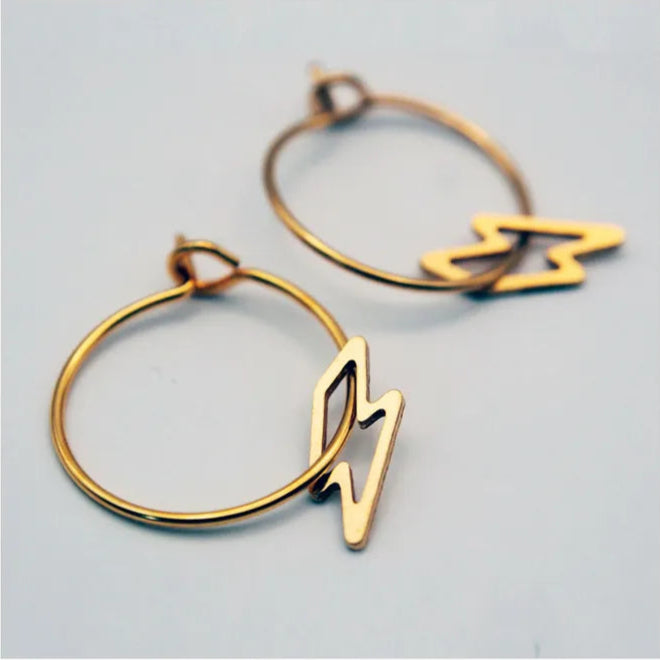 Boucles d'oreilles Créoles Eclairs Creux - Adorabili Paris