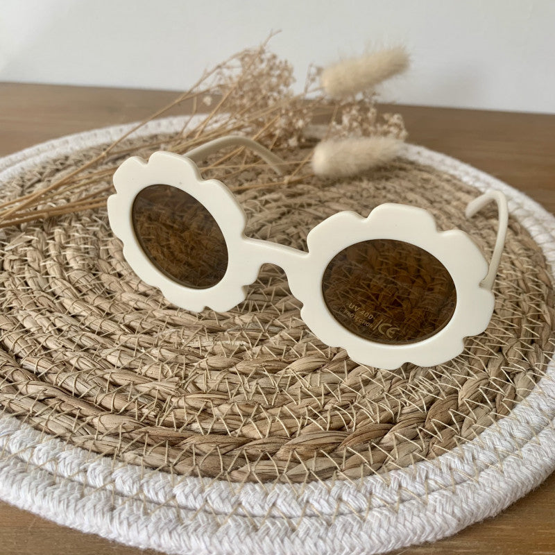 Lunettes de soleil fleurs blanches crème mat - J'adore Maman