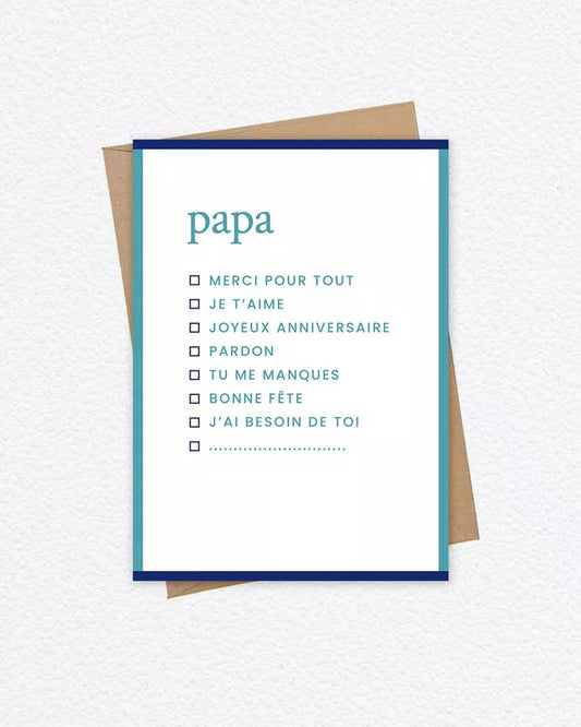 Carte postale avec enveloppe kraft - Papa - Majo Edition
