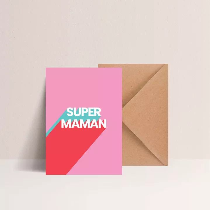 Carte postale avec enveloppe kraft - Super Maman - Majo Edition