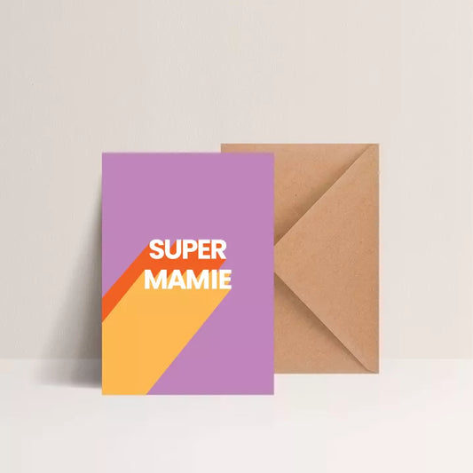 Carte postale avec enveloppe kraft - Super Mamie - Majo Edition