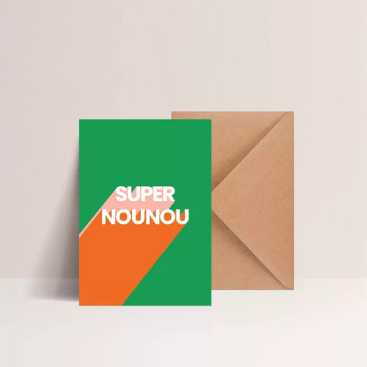 Carte postale avec enveloppe kraft - Super Nounou - Majo Edition