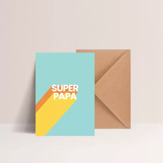 Carte postale avec enveloppe kraft - Super Papa - Majo Edition