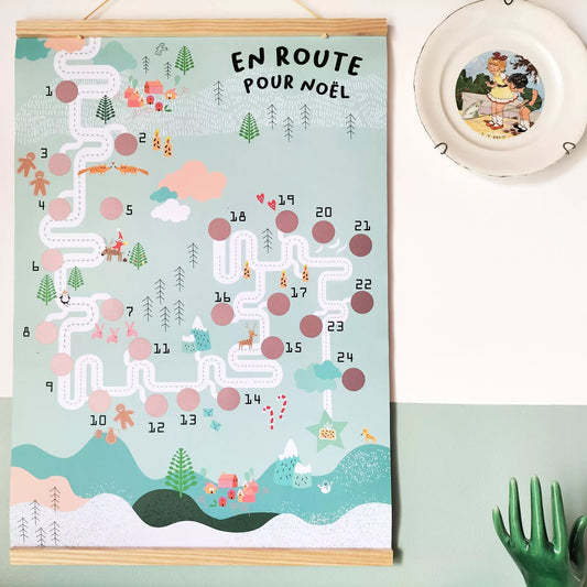 Calendrier de l'avent à gratter et son affiche - Pamela Loops
