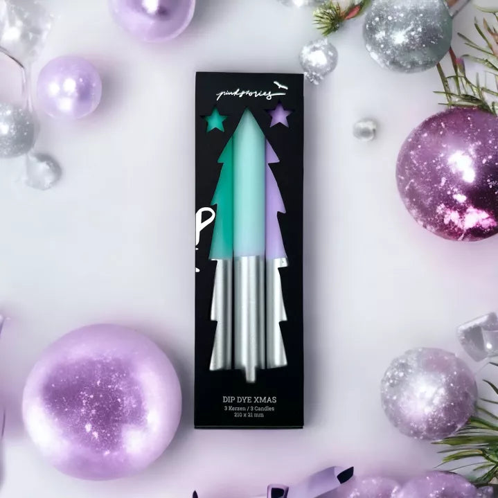 Bougies de Noël Dip Dye grand format - Pink Stories