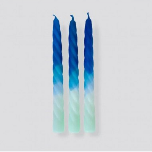Bougies torsadées nuances de bleu - Pink Stories