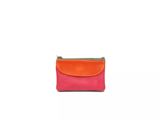 Porte monnaie double zippé en cuir d'agneau - Royal Marais