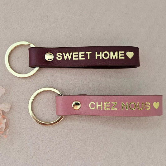 Porte-clés personnalisé en cuir "Sweet Home / Chez nous" - Royal Marais