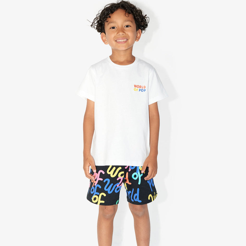 Short noir imprimé "World Of Pop" pour Enfants