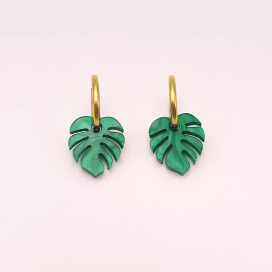 Boucles d'oreilles Créoles Feuilles Monstera - Studio Annette