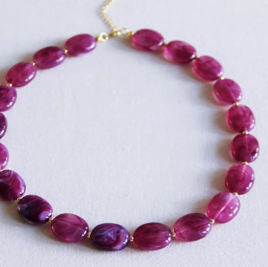 Collier de perles ovales XL - violet - Bazou