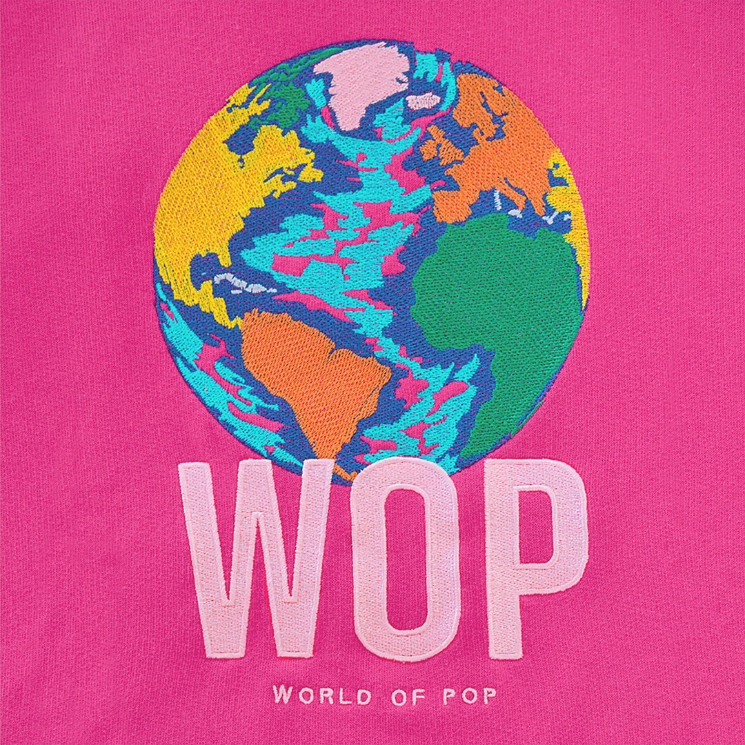 WOP-robe brodée fuchsia pour enfant en coton bio