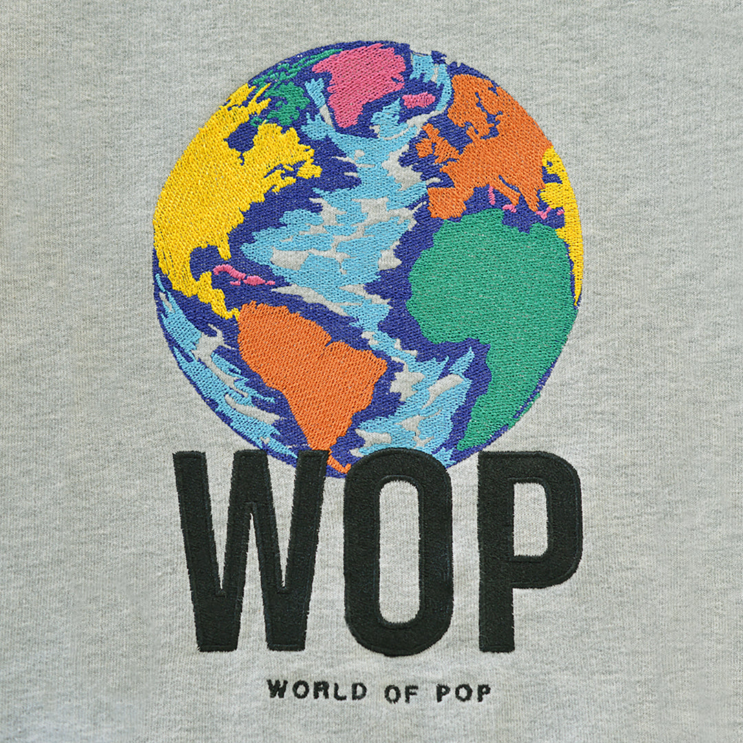 WOP- sweat brodé gris pour adulte en coton bio-homme-femme
