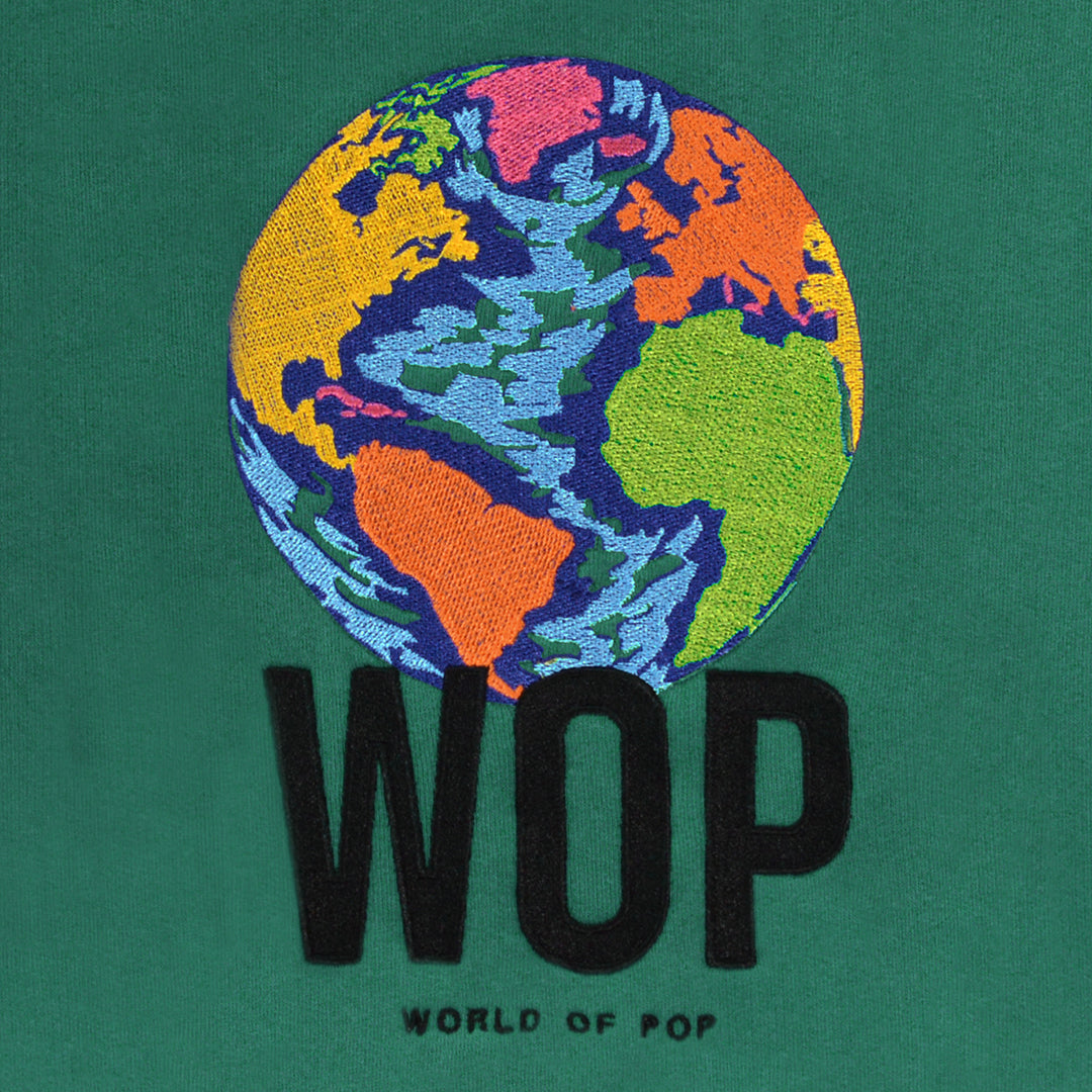WOP- sweat brodé vert pour enfant en coton bio-garçon-fille