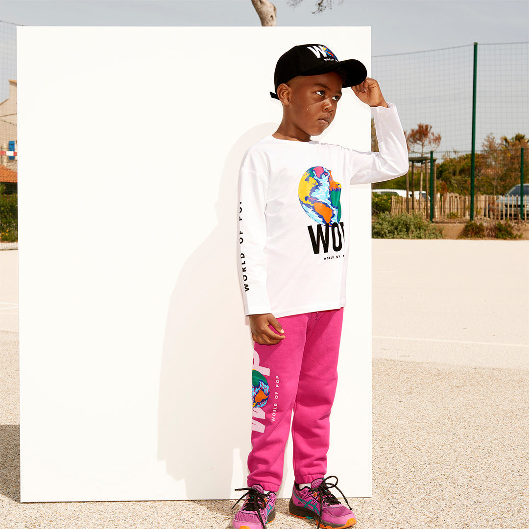 WOP-tshirt manches longues blanc pour enfant en coton bio-garçon