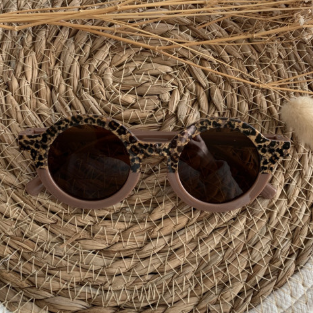 Lunettes de soleil violette, motifs léopard - J'adore Maman