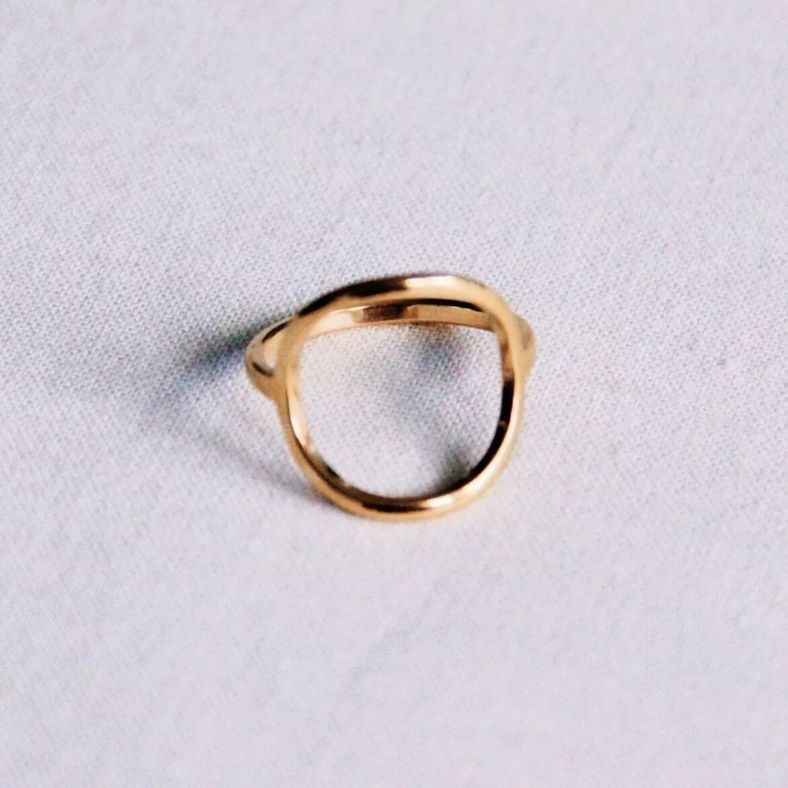 Bague en acier avec rond ouvert - Or - Bazou