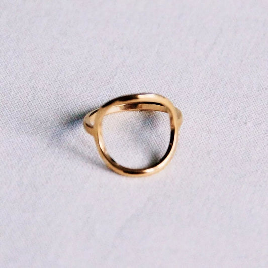Bague en acier avec rond ouvert - Or - Bazou