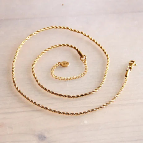 Collier fin torsadé acier inoxydable – doré - Bazou