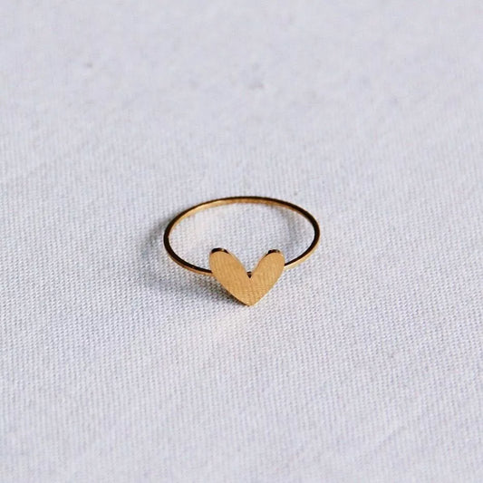 Bague minimaliste en acier inoxydable avec coeur - or - Bazou