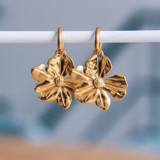 Boucles d'oreilles créoles avec fleur XL – Bazou