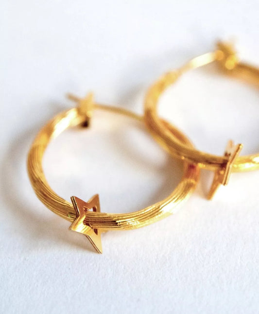 Boucles d'oreilles Big Créoles Striées + Stars - Adorabili Paris