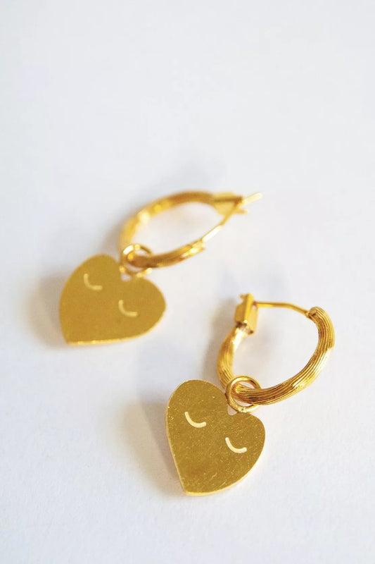 Boucles d'oreilles Small Créoles Striées + Big Coeurs- Adorabili Paris