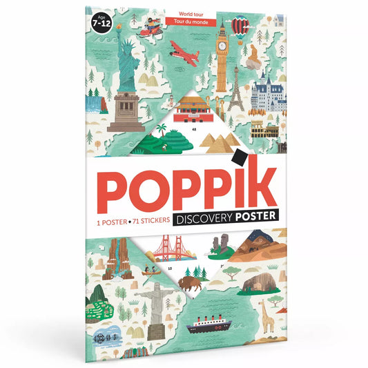 Poster stickers tour du monde / activité éducative - Poppik
