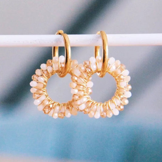 Boucle d'oreille en acier inoxydable avec pendentif à facettes rondes - Bazou