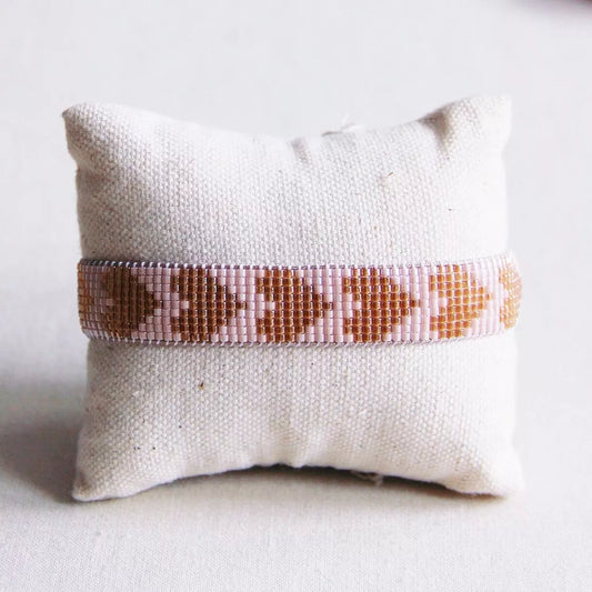 Bracelet tissé avec cœurs - nude / beige - Bazou