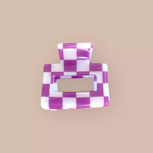Pince a cheveux damier violet - Agathe and coco