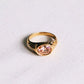 Bague avec pierre de cristal ovale - pêche - Bazou